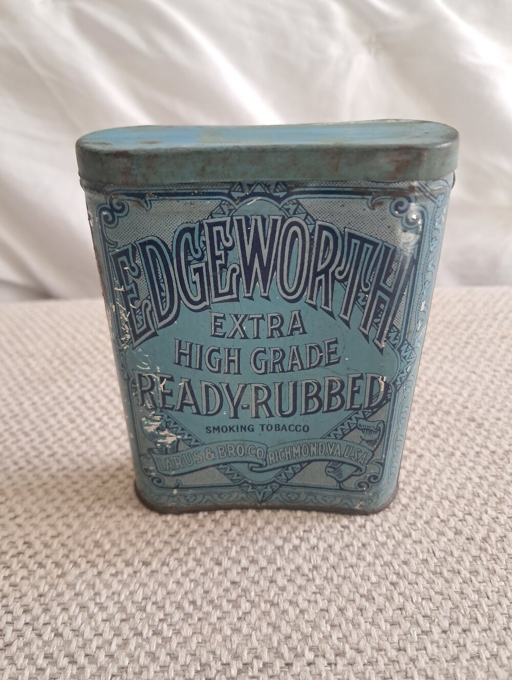 Edgeworth Ready-Rubbed Extra High Grade Tobacco Vintage Tin - Blue